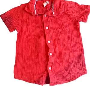NEW Cat & Jack Boys Short Sleeve Gauze Woven Shirt - Red